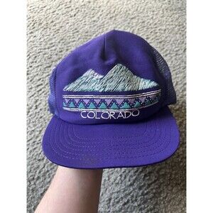 VTG 1980/90s Purple Teal Trucker Mesh Hat COLORADO